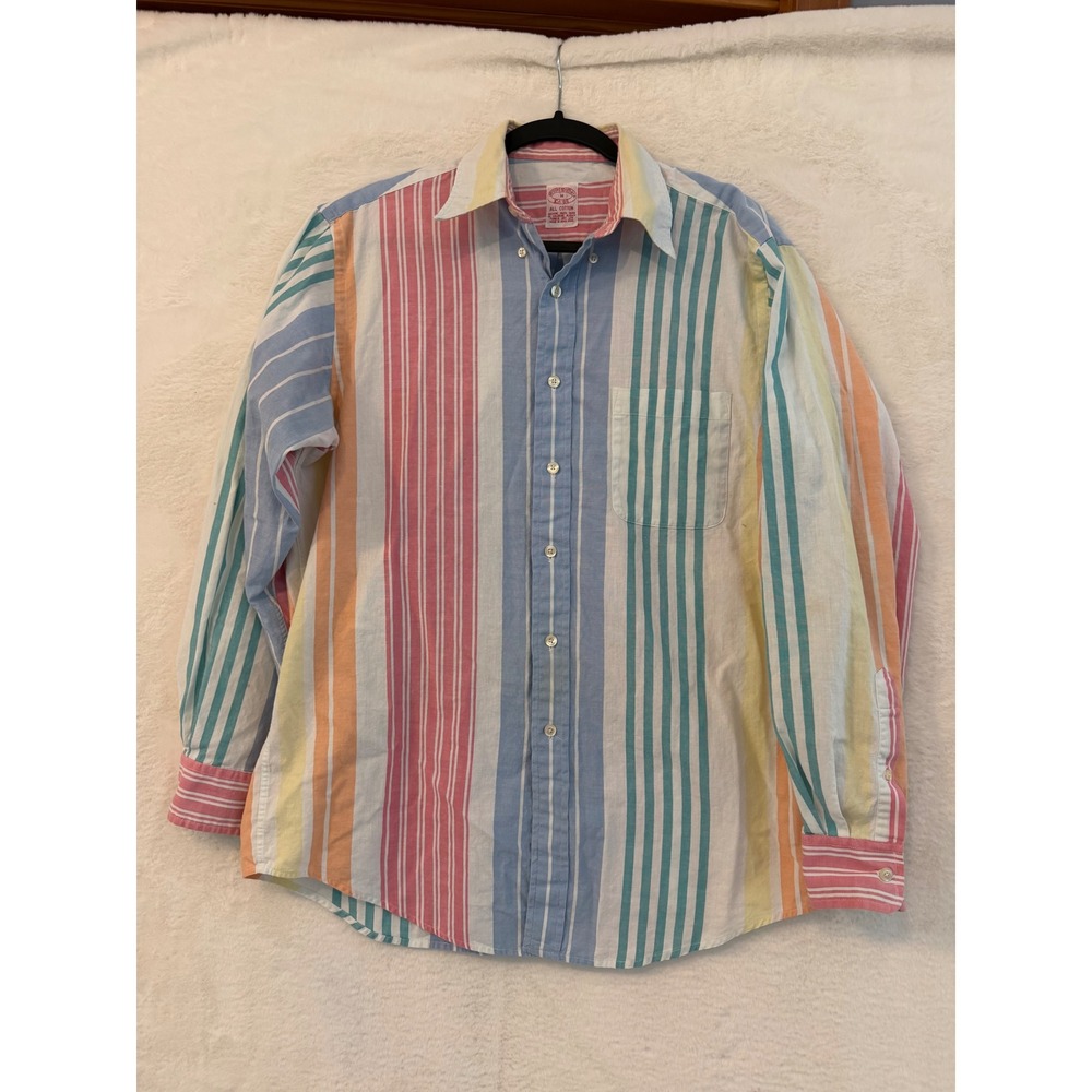 Brooks Brothers Vintage Striped Button Down Shirt Mens Pastel Multi Color Cotton